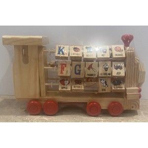 Childrens Wooden Toy Train with Pull String